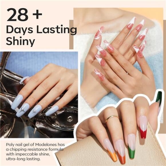 133pcs Poly Nail Gel Kit, 32 Colors Earthy Tones Complete Extension Gel Nail Kit - Picture 4 of 7